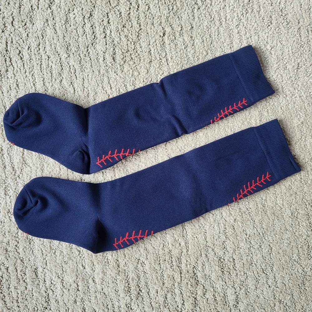 Boy’s Baseball Socks – 2 Pairs – Youper – Blue with Red Accents – Size S – NIP